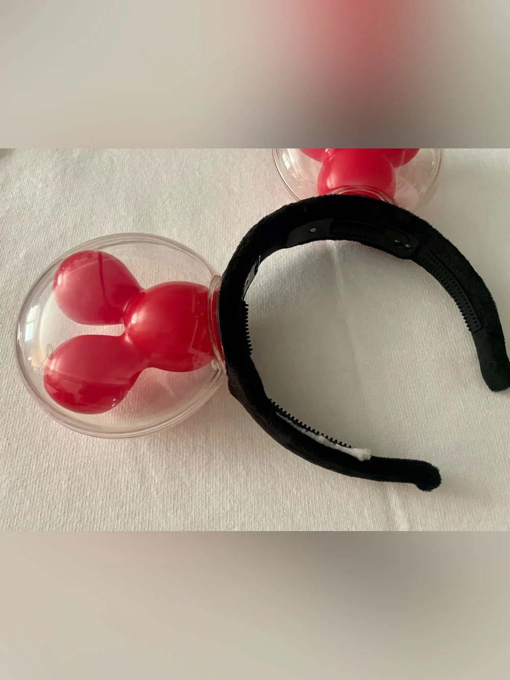 Mickey Ear Headband with Light Up Red Mickey Bubble Balloon Ears